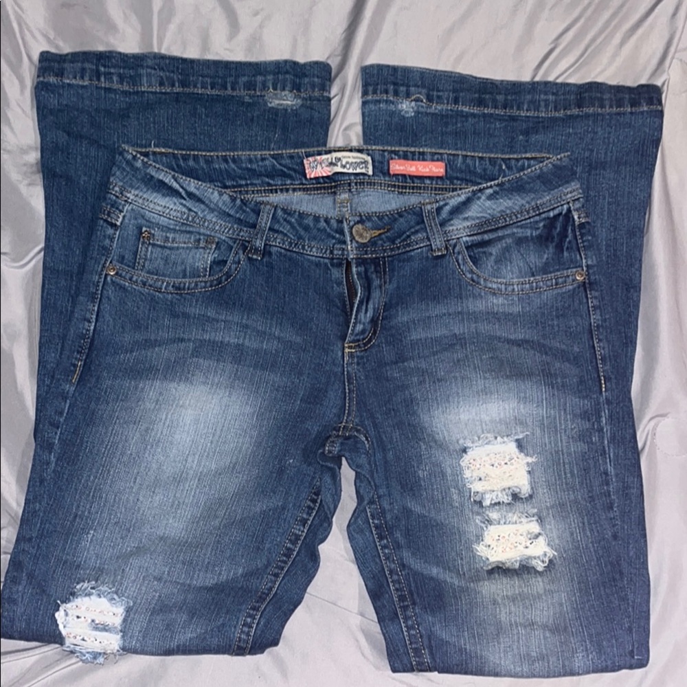Wallflower Blue Flare Wide Leg Jeans Medium Indigo